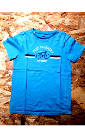 T shirt MC bleu imprimé vélo bike friendly