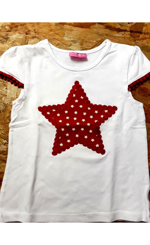 T shirt blanc imprimé étoile rouge