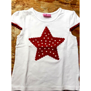 T shirt blanc imprimé étoile rouge