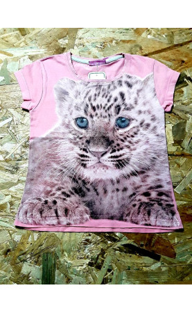 T shirt MC rose bébé tigre