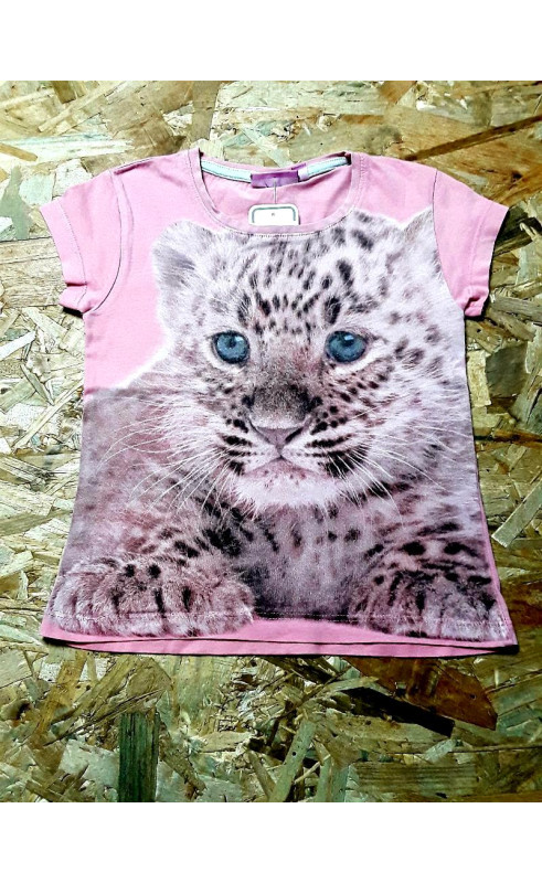 T shirt MC rose bébé tigre