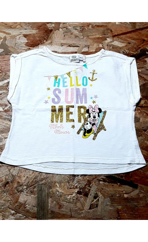 T shirt MC blanc "hello summer" Minnie