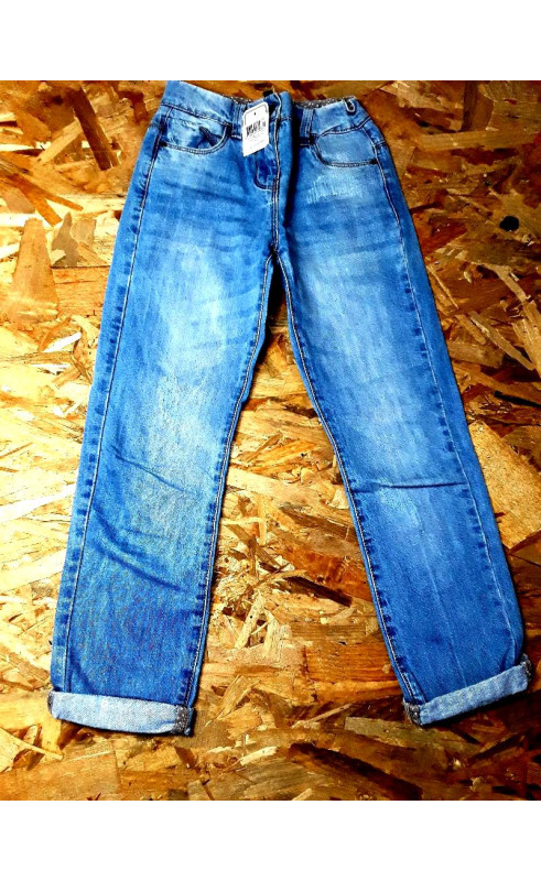 Pantalon jean bleu effet déchiré