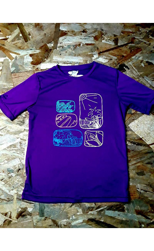 T shirt MC violet imprimé dessins colorés