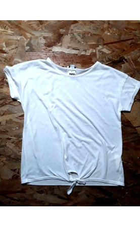 T shirt MC blanc avec noeud