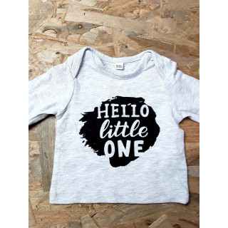 T shirt ML gris imprimé "Hello little one"