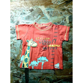 T shirt MC orange imprimé girafe