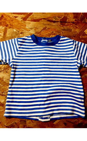 T shirt ML rayé bleu et blanc