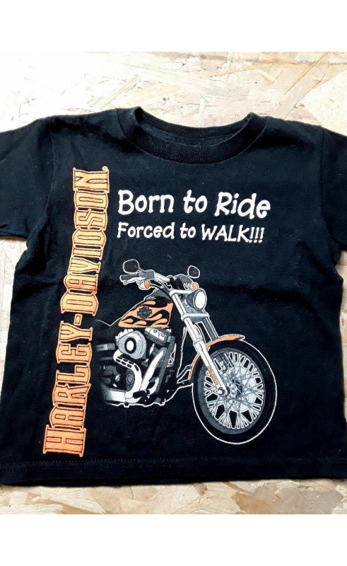 T shirt MC noir imprimé moto écriture orange " Harley Davidson "