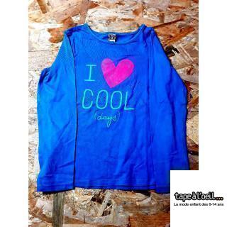 T shirt ML bleu turquoise "I cool days"