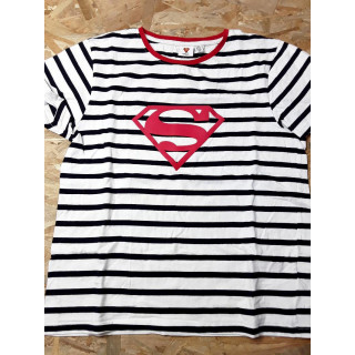 T shirt MC rayé marin et rouge superman