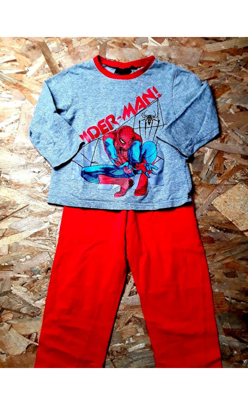 Pyjama 2 pièces spiderman rouge et gris