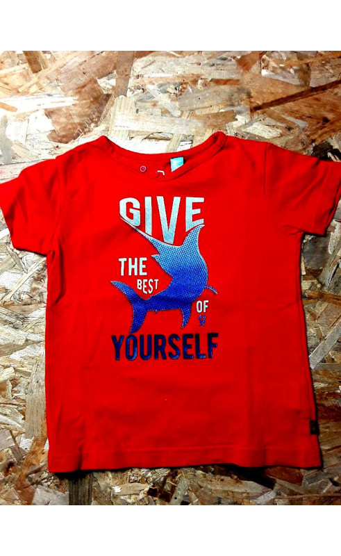 T shirt MC rouge imprimé "Give the best of yourself"