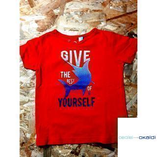 T shirt MC rouge imprimé "Give the best of yourself"