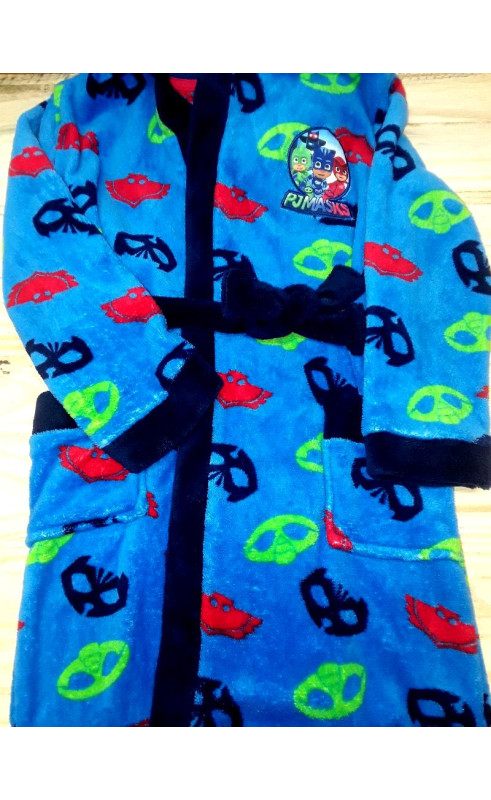 Peignoir bleu en velours pyjamasks