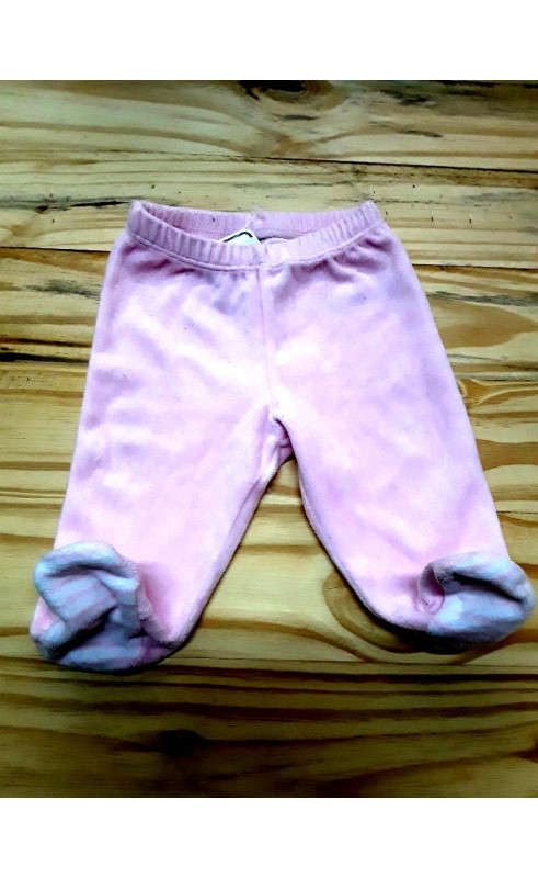 Pantalon en velours rose pâle avec pied