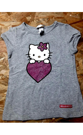 T shirt MC gris imprimé hello kitty