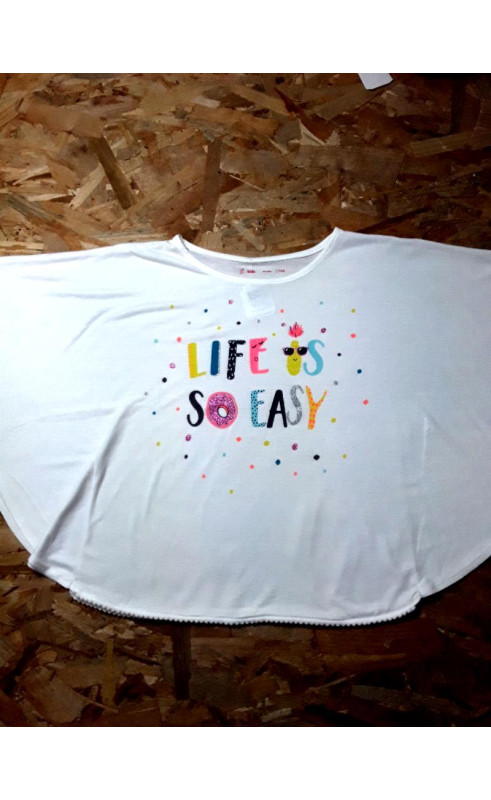 T shirt sans manche blanc "Life is so easy"