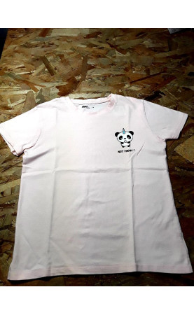 T shirt MC rose pâle imprimé panda