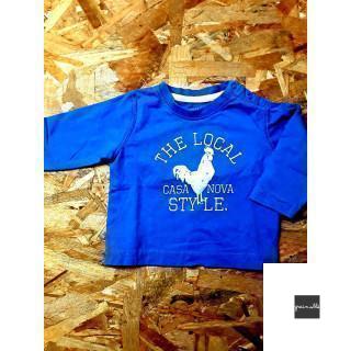 T shirt ML bleu imprimé poule "The local style"