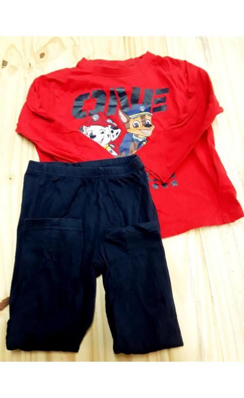 pyjama 2 pièces pat'patrouille rouge et bleue marine