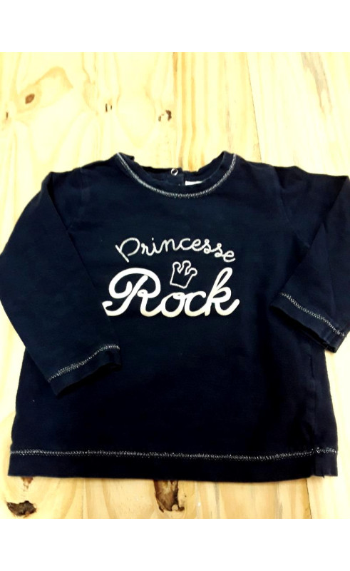 tee-shirt ML bleue marine "princesse rock" 18 mois