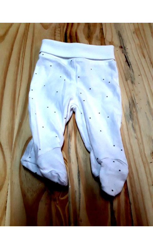 Pantalon avec pied blanc à pois gris