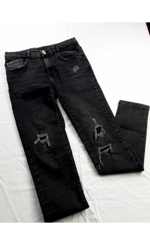 pantalon jean noir effet déchiré