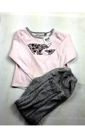 pyjama 2 pièces gris et rose