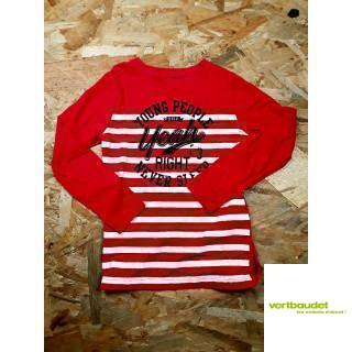 T shirt ML rouge imprimé "young people never sleep"