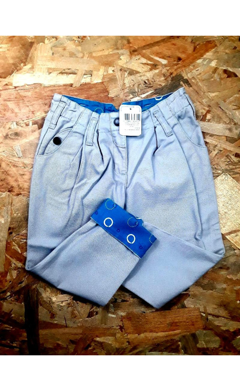 pantalon gris à ourlet bleue