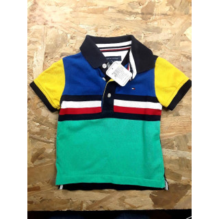 Polo MC vert rouge bleu blanc et jaune