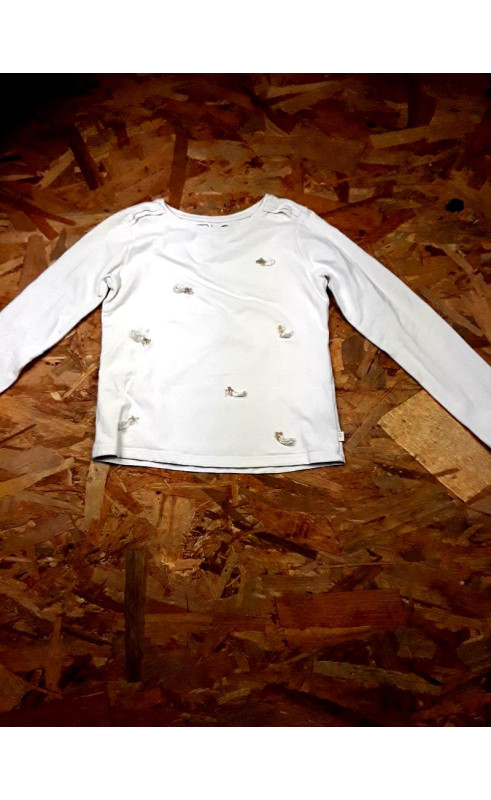 tee shirt ML blanc avec étoile filante