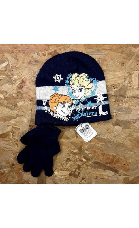 Emsemble bonnet et gant bleu  la reine des neiges