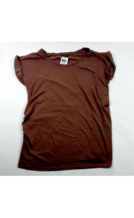 T-shirt de grossesse MC marron avec poche devant
