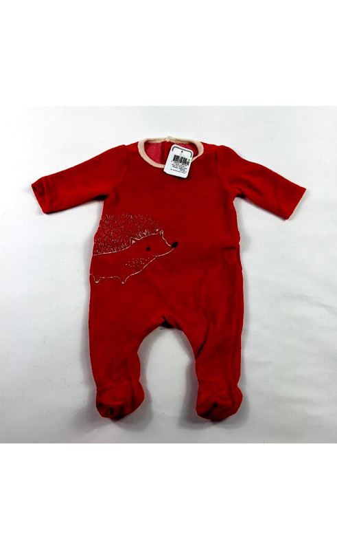 Pyjama 1 pièce ML rouge motif hérisson