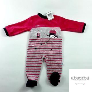 Pyjama rose rayé motif pingouin