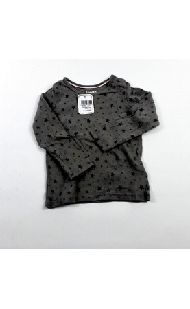 T Shirt ML gris étoiles grises