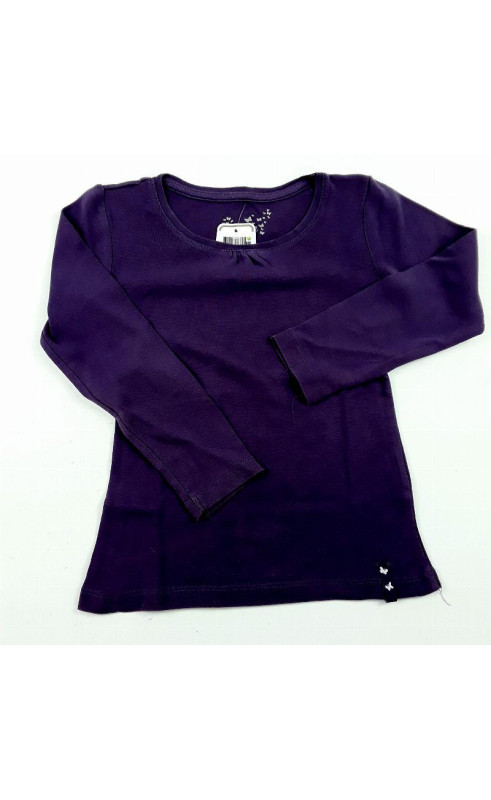 T shirt ML violet intérieur papillons argentés