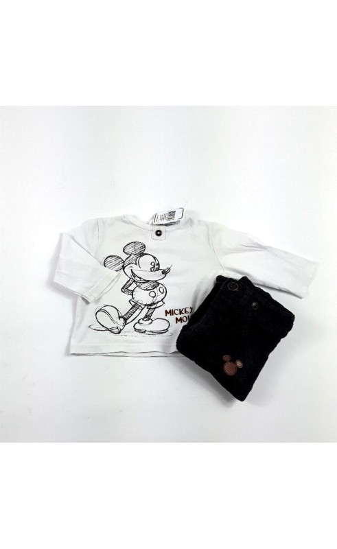 Ensemble 2 pièces T shirt blanc pantalon anthracite Mickey