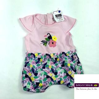 Combishort MC rose avec motifs fleurs et toucans