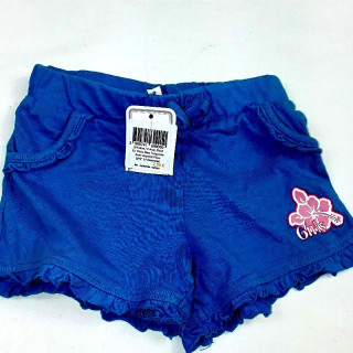 Short en tissu bleu turquoise avec imprimé fleur "girls"