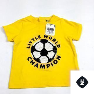 T shirt MC jaune Ballon football sequin