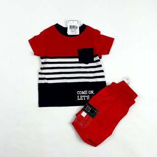 Ensemble 2 pièces T shirt rouge&marine et short rouge