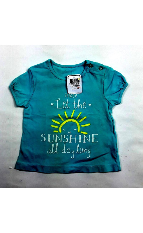 T shirt MC bleu ciel "Please let the sunshine..."