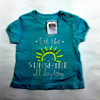 T shirt MC bleu ciel "Please let the sunshine..."