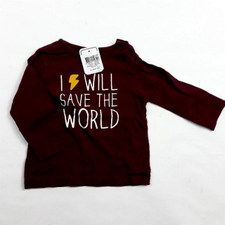 T-shirt MC bordeaux " i will save the world"