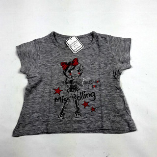 T shirt MC gris "Miss Rolling"