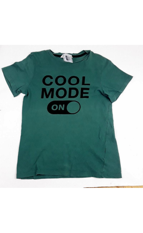 T shirt MC vert imprimé écriture noire