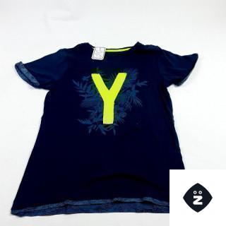 Tshirt MC bleu "Y" jaune fluo